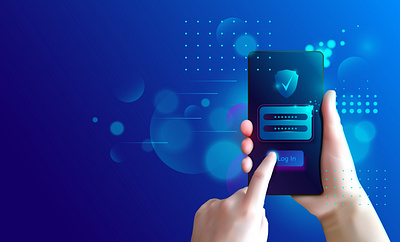 Secure user authentication with mobile phone. access account application authentication authorization background bank banner concept data design illustration login password payment phone safety vector verification