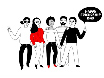 Best Friends asian black design doodle european friends friendship girl happy friendship illustration man people woman