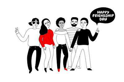 Best Friends asian black design doodle european friends friendship girl happy friendship illustration man people woman