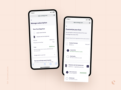 Customize your Box curology custom customizer ecommerce grid mobile picker product design radio button receipt skincare ui ux