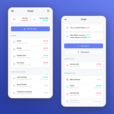 Mobile Expenses Dashboard | Splito app appdesign buy design expense mobile money payment share splito splitwise ui uiux ux uxui web webdesign website