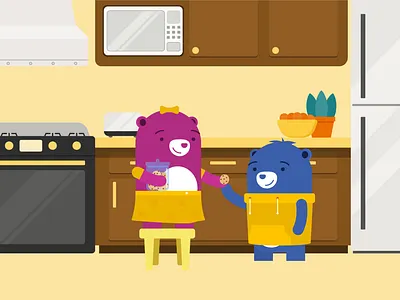 Ositos 2d animation bear cockies flat illustration kitchen vector