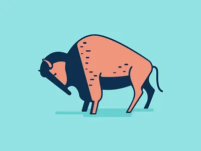 Buffalo bison buffalo design flat icon illustration retro vector