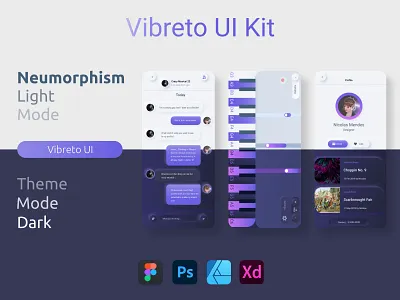 Vibreto UI Kit - Piano Mobile App affinity designer app design minimal neumorphic neumorphic design neumorphism ui ux vector