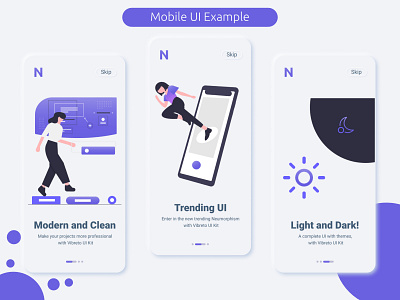 Vibreto UI Kit - Mobile App Example adobe xd adobe xd photoshop ui ux affinity designer app design figma icon illustration minimal typography ui ux