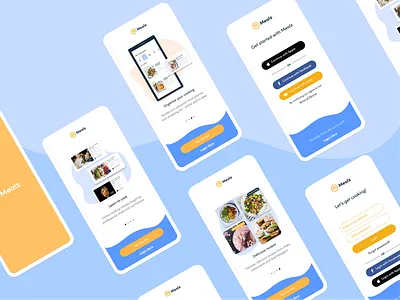 Mealz iOS App Onboarding an log in / sign up clean clean ui freelancer illustration ios ios app ios app design login mobile mobile app mobile app design mobile design mobile ui onboarding screen onboarding screens onboarding ui sign in sign up signup ui