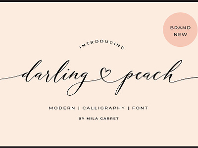 Darling Peach Wedding Heart Script