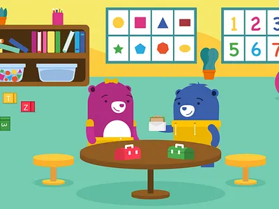 Ositos 2d animation bears flat illustration kids kindergarden school vector