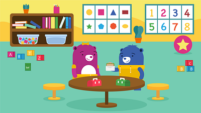 Ositos 2d animation bears flat illustration kids kindergarden school vector