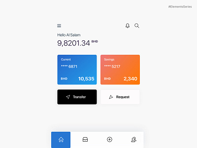 Bank Dashboard Elements bahrain bank bank app banking ui
