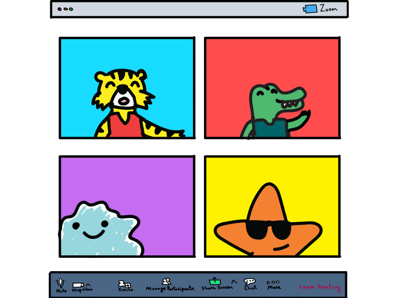 All of us on Zoom nowadays 2d animation animatedgif animation cartoon colourful design flat gif gif animated gif animation illustration illustrator motion vector video calling zoom