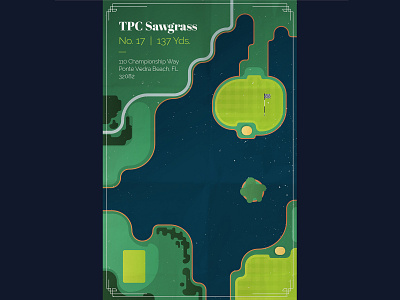 TPC Sawgrass: Hole 17 design golf illustration poster texture vector