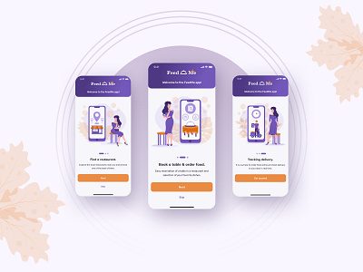 Onboarding for FeedMe - restaurant online mobile app design design app food delivery mobile app design restaurant table booking table reservation ui ui ux ux