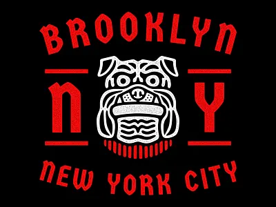 Bulldog print. brooklyn bulldog bulldogs design gothic grunge illustration logo mascot new york city poster print red retro t shirt design typogaphy typography vector vector art vintage