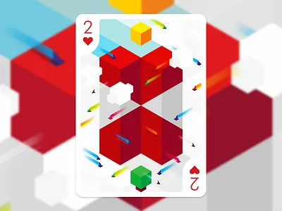2 of Hearts for #playingartschallenge the Future 2 card digital fun future geometric graphic design graphic designer heart hearts illustration isometric logo designer play playing arts playing cards playingarts playingartschallenge vector