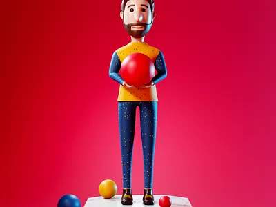 June with Love Ball 3d 3d art 3d artist 3d cartoon 3d design blender c4d cartoon character character design characters cinema 4d cute illustration isometric love low poly octane red render