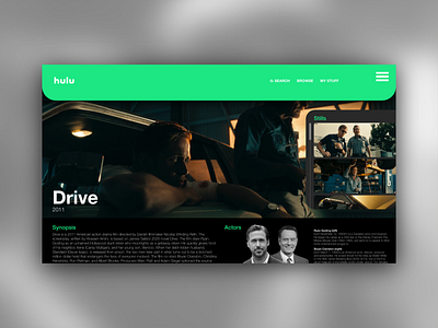 Hulu UI series : 01 - Drive branding design entertainment hulu minimal movie typography ui ux web web design website
