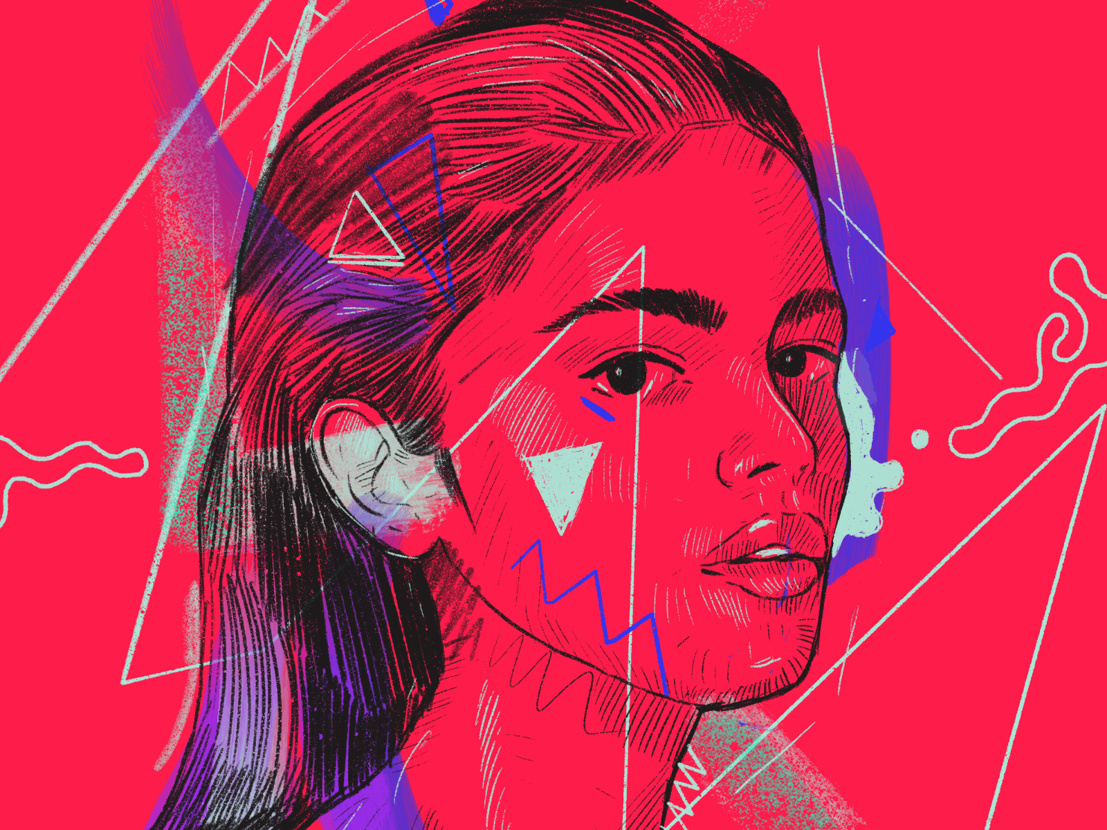 Getting nowhere animated flat illustration illustrator ipad pencil pink portrait portrait art portrait illustration portrait painting portraits procreate procreate brushes red shapes vector