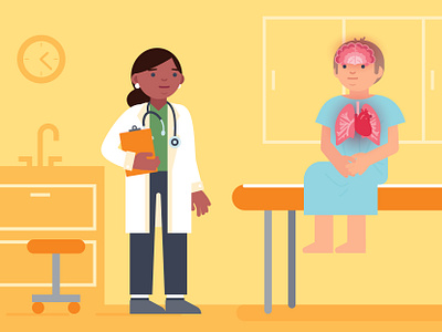 Patient and Doctor air quality brain checkup design doctor doctor appointment health healthcare heart hospital illustration lungs man office patient people person vector woman worker