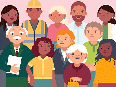 Crowd of People air character city community construction worker crowd design doctor health illustration man people person vector woman