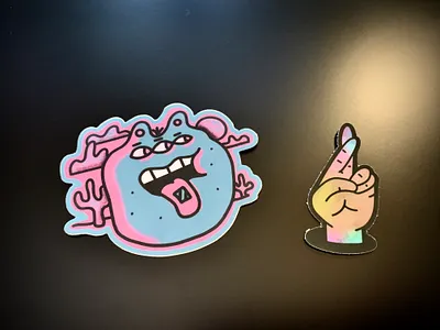 New stickers blue character hand illustration pink procreate stickers