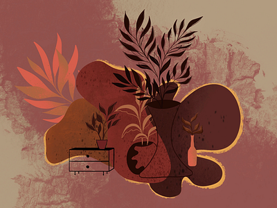 Idk earth line plants pots procreate random shapes textures warm