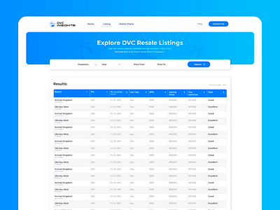 DVC Resale Listing Search branding landing landing page minimalistic platform saas sales search service ux ui uxdesign