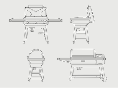 Traeger Grill Illustrations ecommerce iconography illustration line art traeger ui ux