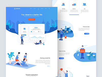 Rental official website illustration ui web