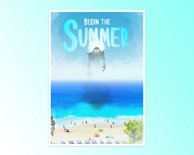 Begin the Summer Poster design illustration typography