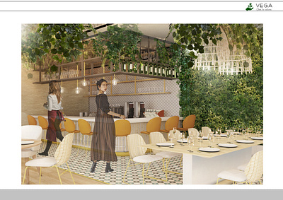 vegan restaurant project 3dsmax design drawing green greenhouse interior interior architecture photoshop restaurant