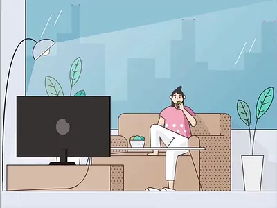 Family life covid 19 family life illustration night tv vector woman 设计