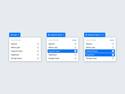 Dropdown Menu checkbox clear dropdown filter homebrewing menu product ui ux