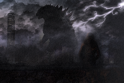 Scary Times... adobe dark godzilla graphic graphicdesign graphicwork illustration illustrations layers lightening mysterious overlay photomanipulation photoshop rain scary visual visual art