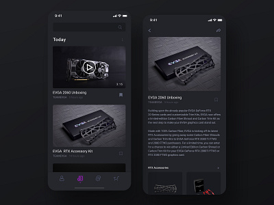 EVGA Mobile - News Page branding dark evga gaming pc typography ui ui design ux