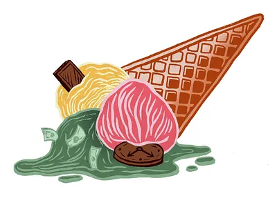 Melting Ice cream - Melting Money digital digital art drawing ice cream illustration illustration art money photoshop