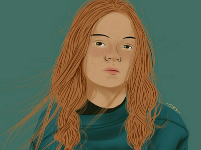 Lost design digital paint drawing girl green illustration potrait sketch