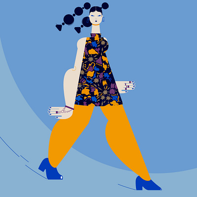 Fashion Girl adobe illustrator cc blue design detail dress girl illustration pattern vector vector illustration woman