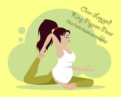 One Legged King Pigeon Pose baby flat illustration girl healthcare illustration kammerel lifestyle pregnancy pregnant sport vector woman yoga yoga pose