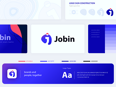 Jobin - brands and people, together - logo design branding career career logo clean creative creative design flat gradient job job application job board job list job listing job logo job logo design jobs logo vector