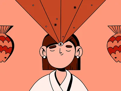 Magical occurrence design earrings eye fish girl illustration ipadpro japan japanese magic magical procreate seeing stars vector