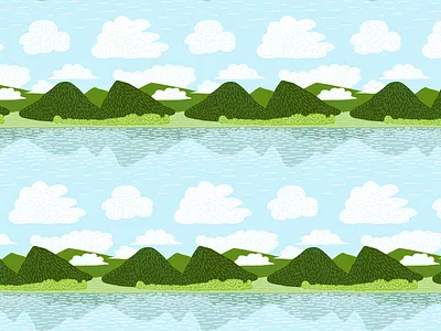 Weekend Outdoors camping green hills illustration lake landscape nature outdoors pattern seamless seamless pattern surface design