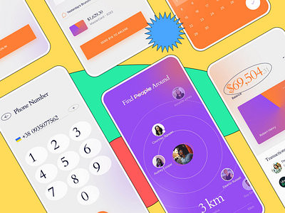 Mobile Interface Kit from thePenTool angled balance calendar credit card location mobile mobile ui mockup payment ui kit