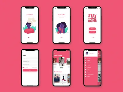 Stay at home app challange illustration mobile app design pink stayhome toiletpaper ui ux