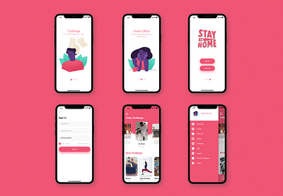 Stay at home app challange illustration mobile app design pink stayhome toiletpaper ui ux