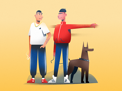 Fellas adobe illustrator affinity art bright color combinations character design characterdesign doberman dog exploration flat illustration minimal clean design vector illustration