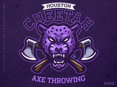 Houston Cheetah Mascot Logo axe bold branding cheetah distressed distressedunrest esports gaming gaming logo illustration logodesign mascot sports sportslogo team logo tiger vector vintage logo