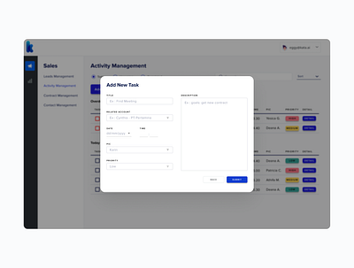 Add New Task - Activity Management - CRM System activity activity management activity tracker add crm customer relationship management form form design form field new task task list task management task manager