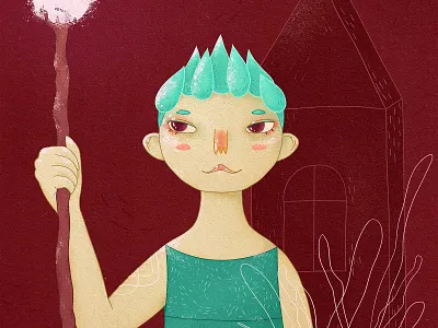 Firefly character characterart design digital drawing firefly girl character illustration magic portrait red texture turquoise wacom intuos wanderer witchy