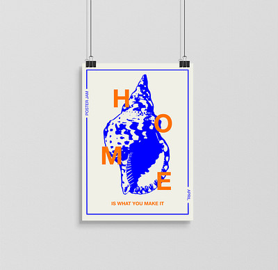 HOME Poster artposter blue conch covid covid19 home orange poster poster design poster jam posterart posterjam seashell simple simple design stay home stay safe stayathome stayhome staysafe